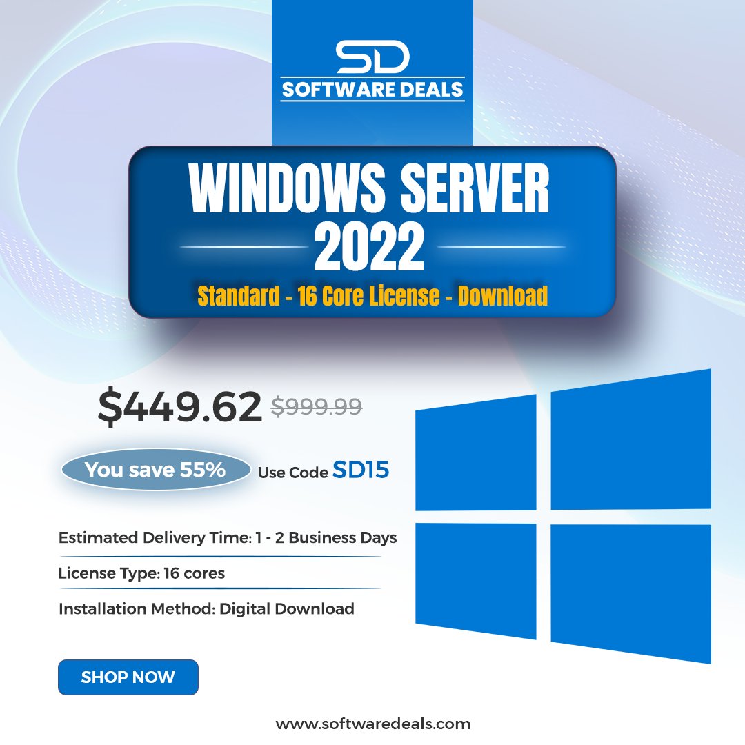 SoftwareDeals4's tweet image. Get the best Windows Server 2022 deal at Software Deals! Enjoy instant digital download, a 16-core license, and peak performance. Upgrade your IT with Code SD15 and save big! 

#SoftwareDeals #WindowsAdmin #ServerSolutions #ITInfrastructure #TechUpgrades #Windows #softwaredeals