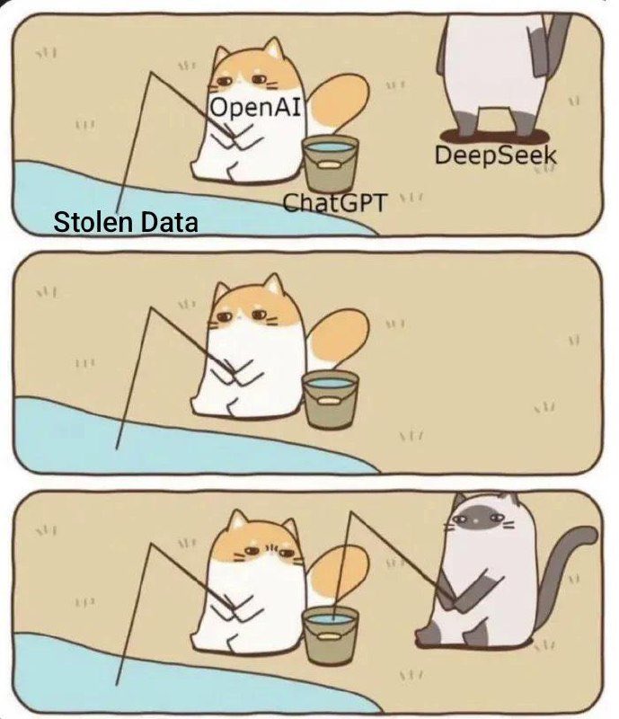 HardwarePremium's tweet image. 🤣 OpenAI acusa a DeepSeek de usar ChatGPT para entrenar su IA... mientras nada en una piscina de datos 'tomados prestados' 🏊‍♂️ La ironía es el nuevo deporte de los gigantes tech 😅 #AIHypocrisy #TechDrama #ChatGPT #DataGate #AIFails