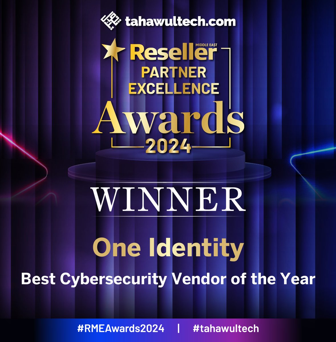 One Identity wins the Best Cybersecurity Vendor of the Year Award, congratulations.
#OneIdentity
#RMEAwards2024
#tahawultech