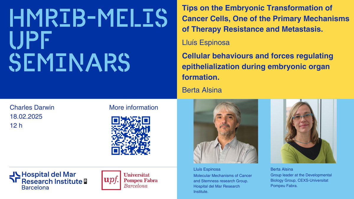 HMar Research Institute (@hmar_research) on Twitter photo 🔬 Join us for the next @hmar_research - <a href="/UPFbiomed/">UPF Medicine and Life Sciences</a> seminar
📅18/02 | 🕛 12:00h📍 Charles Darwin Room
Featuring:
🎙️ Lluís Espinosa <a href="/BigSpinLab/">Bigas/Espinosa Lab</a> @hmar_research
🎙️ <a href="/bertaalsina/">Berta Alsina lab UPF</a> <a href="/UPFbiomed/">UPF Medicine and Life Sciences</a>
<a href="/hospitaldelmar/">Hospital del Mar</a> <a href="/the_prbb/">Biomedicina BCN</a> 🔬 Join us for the next @hmar_research - <a href="/UPFbiomed/">UPF Medicine and Life Sciences</a> seminar
📅18/02 | 🕛 12:00h📍 Charles Darwin Room
Featuring:
🎙️ Lluís Espinosa <a href="/BigSpinLab/">Bigas/Espinosa Lab</a> @hmar_research
🎙️ <a href="/bertaalsina/">Berta Alsina lab UPF</a> <a href="/UPFbiomed/">UPF Medicine and Life Sciences</a>
<a href="/hospitaldelmar/">Hospital del Mar</a> <a href="/the_prbb/">Biomedicina BCN</a>