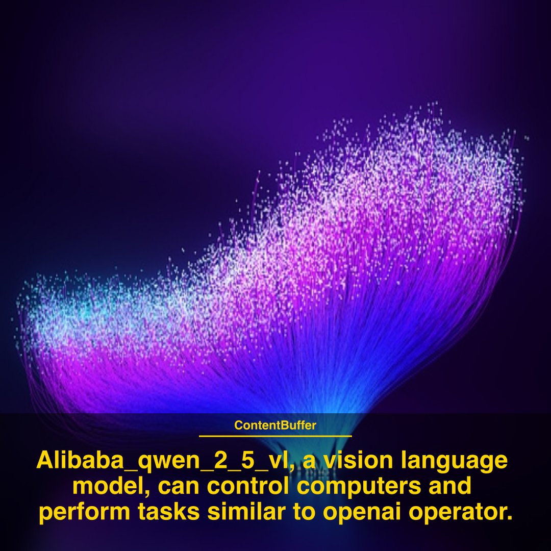 contentbuffer's tweet image. Alibaba's QWEN 2.5 VL: A Vision Language Model That Can Control Your Computer
#alibaba #qwen #visionlanguagemodel #AI #viral #viralvideos #technology #engineering #trending #tech #engineer #reelsvideo
contentbuffer.com/issues/detail/…
