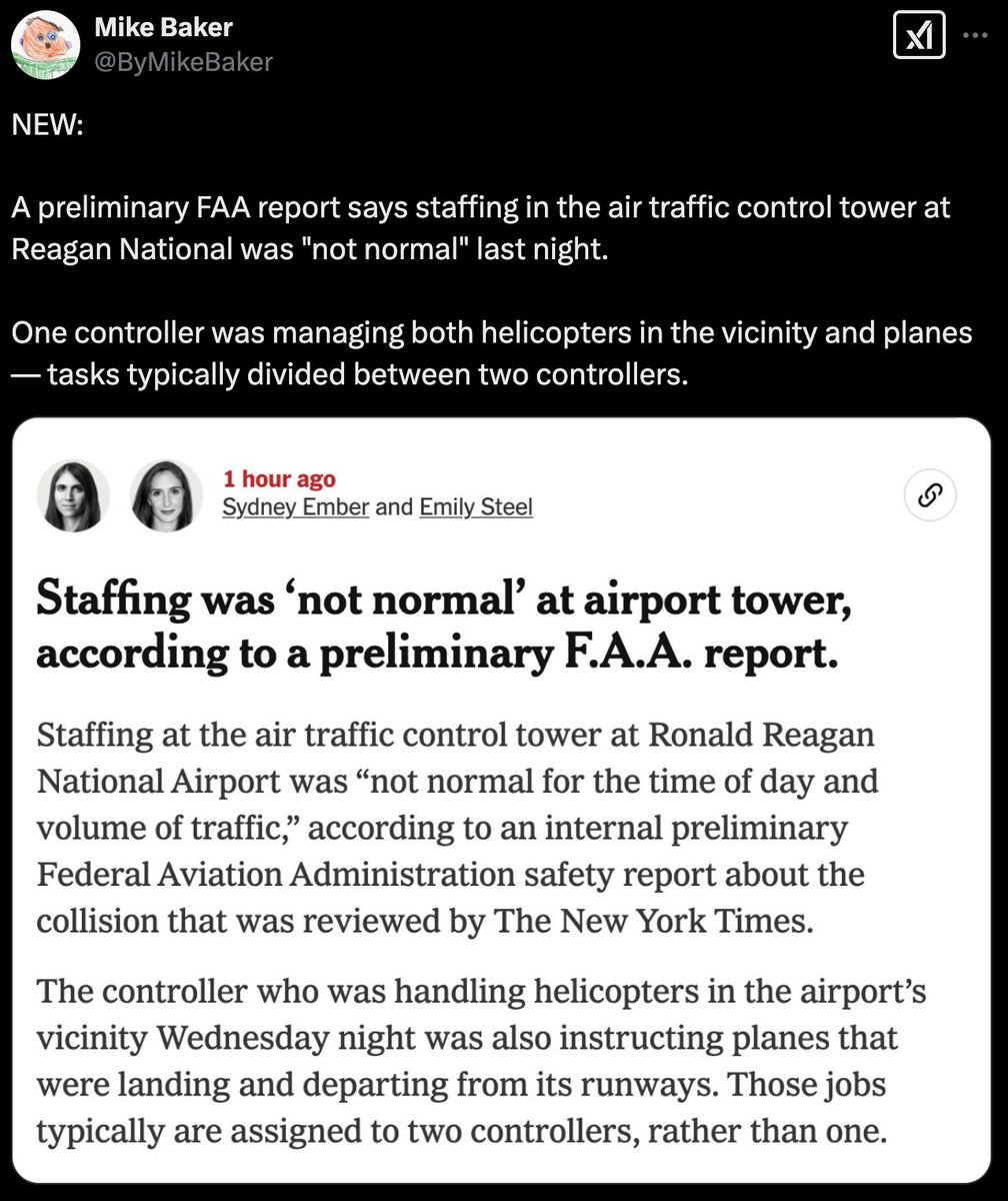Niet alleen loog Trump toen hij zei dat homo's en zwarten de schuld hebben van #PotomacCrash. Er was zelfs gewaarschuwd voor crashes door massaontslagen van Trump. En dat homo's en zwarten dan de schuld zouden krijgen van Trump.