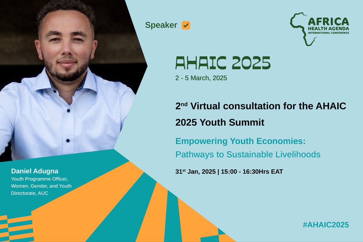 Youth employment &amp; entrepreneurship are critical pathways to achieving Africa's sustainable development.

Join us this afternoon for the #AHAIC2025 virtual youth consultation as we explore ways to support youth economic empowerment.

⏰️: 3PM EAT
🔗: shorturl.at/hcQ4C