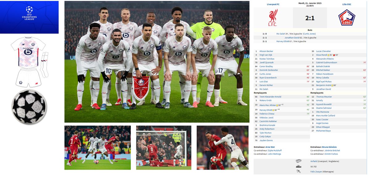 📍Liverpool 2-1 Lille
🏟️ Anfield 🏴󠁧󠁢󠁥󠁮󠁧󠁿
🗓️ 21 janvier 2025
🔍C1, Phase de ligue J7    

#LOSC #149