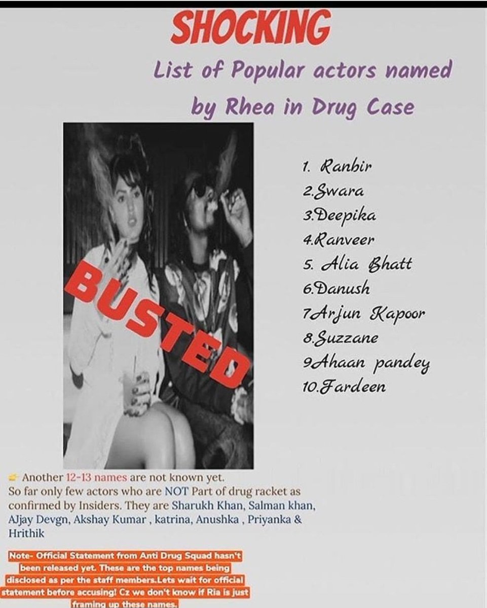 Yasmin2186's tweet photo. 📍RHEA is part of BIG DRUG CARTEL–15 chats (2017-2020)abt consumption,sale,purchase of drugs thrugh knwn history sheeters
📍Y Rhea bail nt challenged yt?
📍Who is protectin her?
📍Who is stopping NCB from challenging bail?

@narcoticsbureau @HMOIndia
Conspiracy Writ Large InSSRcs https://t.co/lcoXYzurLO