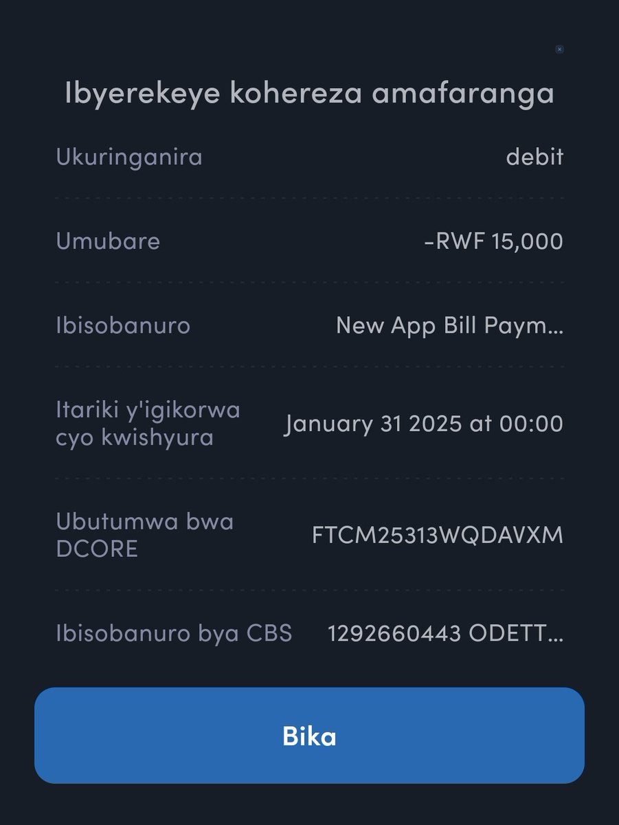 Justin_rwanda1's tweet photo. Muraho neza @BankofKigali aya mafaranga yavuye kuri konte 000626300298104 ariko ntaragera muri @rrainfo tin number:110758381 naho bill number ni 1292660443 https://t.co/b2X53N3Xyx