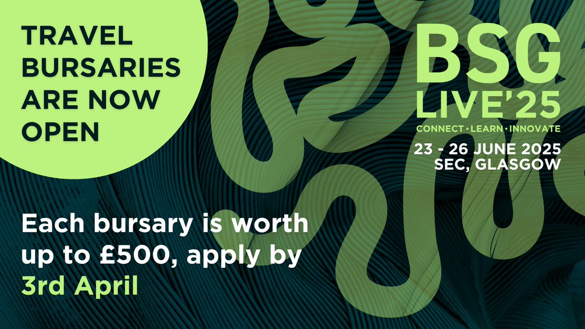 The #BSGLIVE25 bursaries are now open! 🤩 We are thrilled to offer nurses, trainees, undergraduates, and overseas delegates planning on attending the annual conference this June in Glasgow but will struggle financially to attend up to £500 💰

Apply by 3rd April: