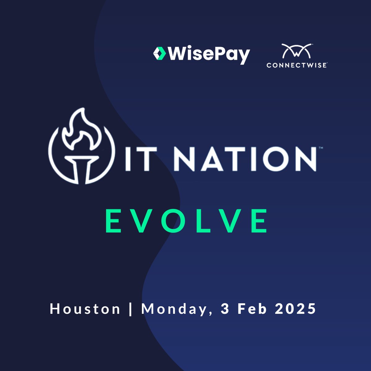 paywithwise_pay's tweet photo. @TheITNation #Evolve members 👋 the @paywithwise_pay team's headed to H-Town next Monday! If you're around, come over and say hello—we look forward to seeing you in Houston! Not an Evolve member? Find out more about #MSP Peer Groups here: https://t.co/ni67iex96H https://t.co/XrLnVFqmIe