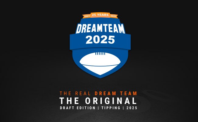 DreamTeamAFL's tweet photo. Join us to celebrate 25 years of #AFLDreamTeam - Season 2025 is now open with revolutionary new Flex position + plenty of new updates!

 https://t.co/SmtpNggBRJ https://t.co/sNk8zlbLog
