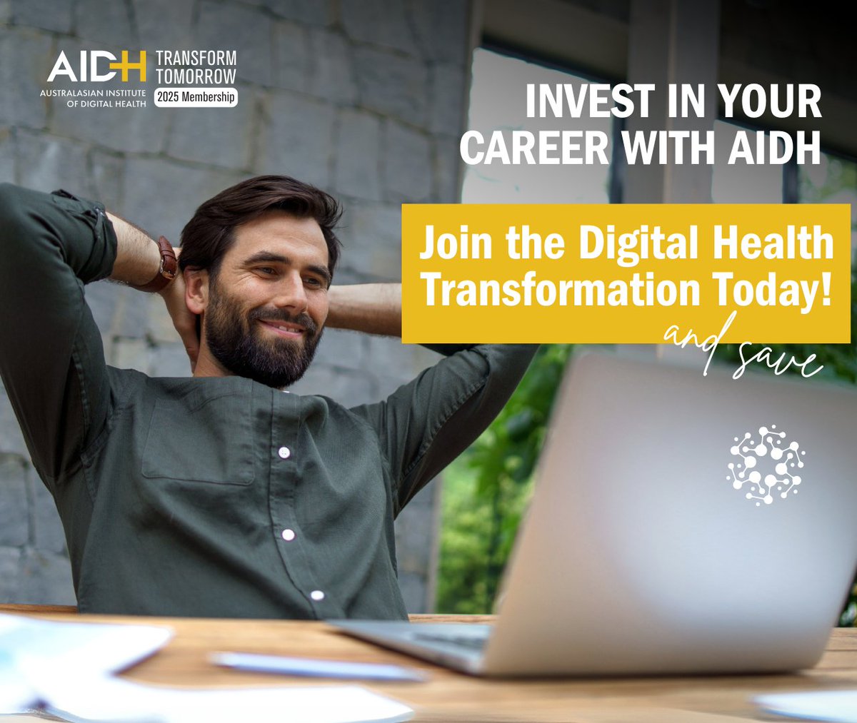 Unlock year-round savings and maximise your professional development with AIDH membership! Enjoy free branch events, discounted conferences, and CPD at member rates! Join by 15 Feb to take advantage of the Early Bird offer: $399. bit.ly/42dbJC2 #DigitalHealth #JoinUs