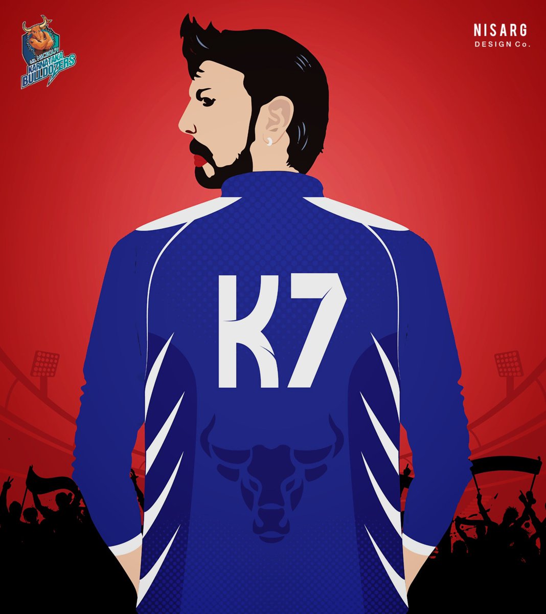 Nisarg_Designs's tweet photo. Kiccha Kiccha Kiccha BoSs… 
Jersey No #K7 😎 

Karnataka Bulldozers 🔥 

#CCL #KarnatakaBulldozers #29YearsOfSUDEEPism #BRBFirstBlood #KicchaSudeep #sanchii01 #NisargDesigns https://t.co/DMAYXepu03