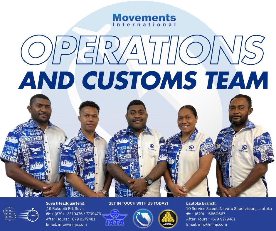 MovementsInt's tweet photo. Vinaka vaka levu to our amazing Customs Team!

They're the backbone at MIFL🙌 International Customs Day, recognizing their commitment to efficiency, security, and prosperity👏 

Visit our website to read our blog post on this:  https://t.co/Qcvwr52PHO 

#InternationalCustomsDay https://t.co/duhnL9KYbf