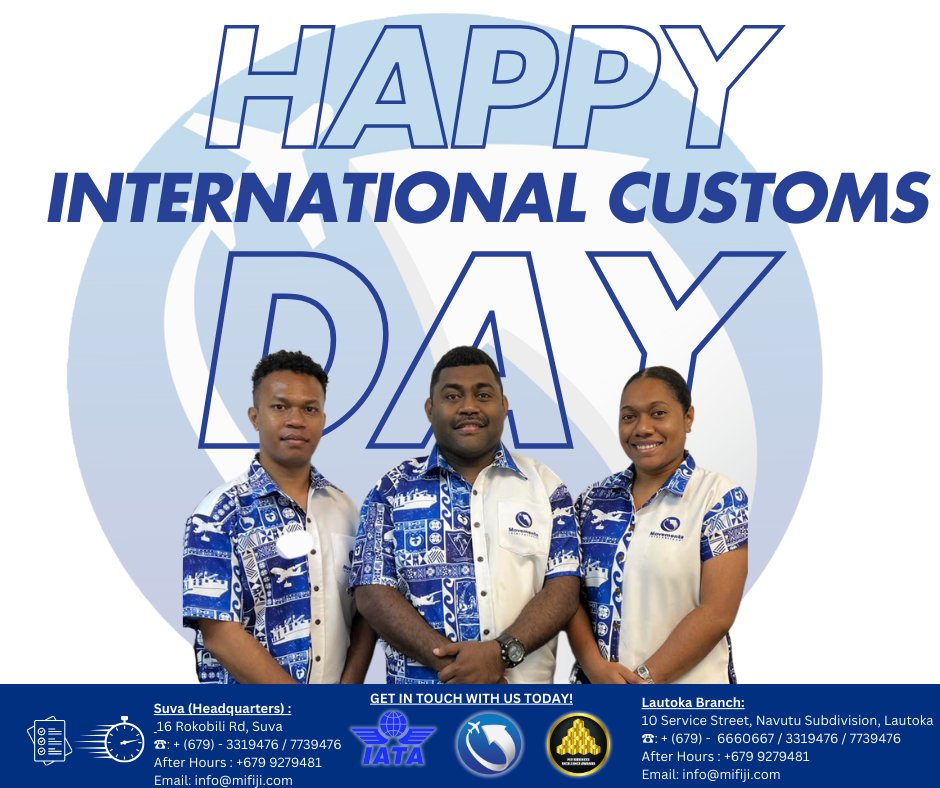 MovementsInt's tweet photo. Vinaka vaka levu to our amazing Customs Team!

They're the backbone at MIFL🙌 International Customs Day, recognizing their commitment to efficiency, security, and prosperity👏 

Visit our website to read our blog post on this:  https://t.co/Qcvwr52PHO 

#InternationalCustomsDay https://t.co/duhnL9KYbf