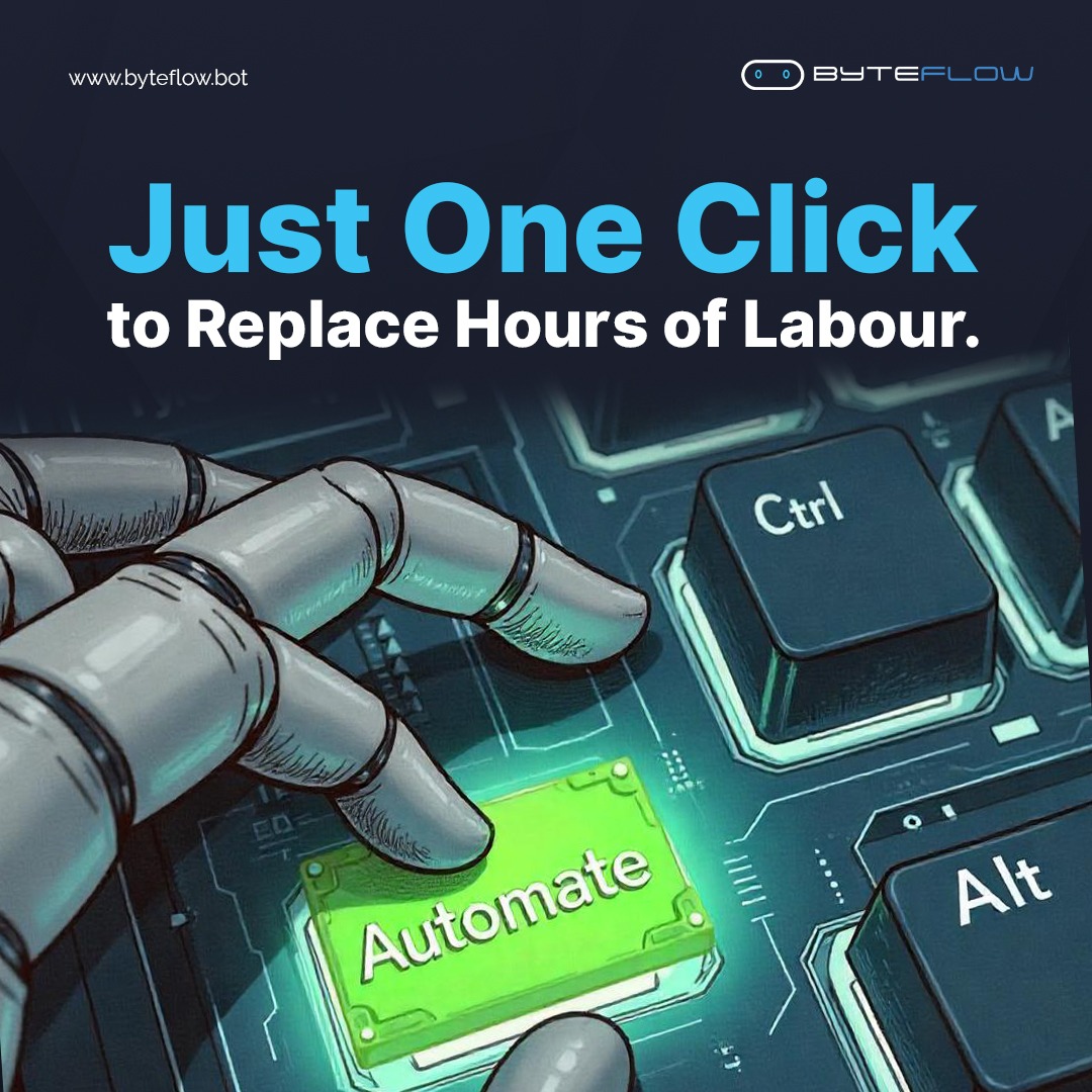 ByteFlowBot's tweet image. A Single Click is All You Need!

Ditch the manual work let automation take over! ByteFlow transforms hours of effort into seconds of efficiency.

Experience the power of automation at byteflow.bot

#ByteFlow #OneClickAutomation #EfficiencyBoost #WorkSmarter