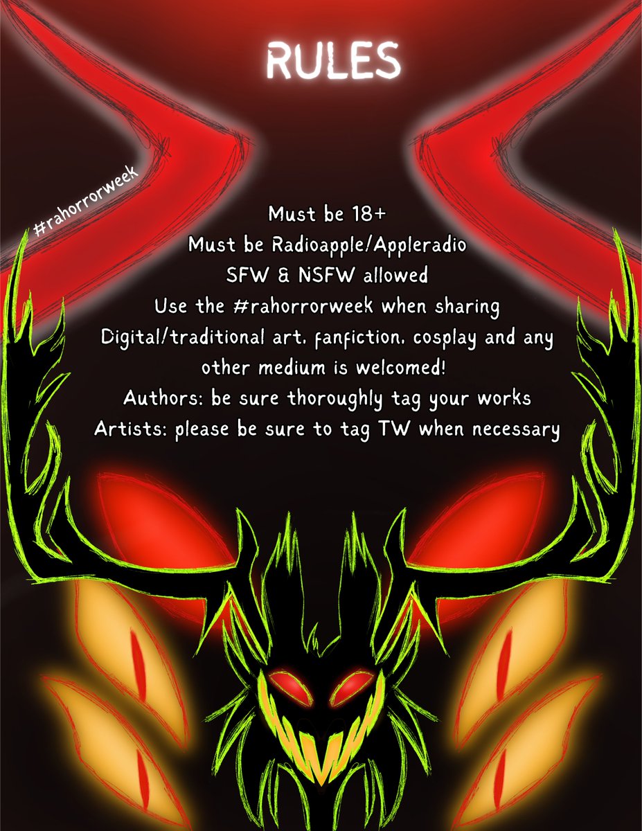 radioapplelibr's tweet photo. SAVE THE DATE!   We are happy to announce RADIOAPPLE MID-SUMMER HORROR WEEK! 🦌🍎

This #Radioapple event is to celebrate the upcoming launch of the #RadioappleLibrary! 

We hope you will join us for our first event! #rahorrorweek https://t.co/DNewqxGbzN