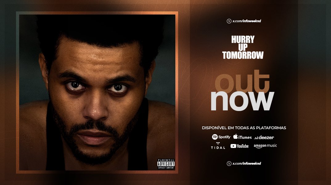 infoweeknd's tweet image. “Hurry Up Tomorrow”, sexto álbum de estúdio de The Weeknd, já está disponível em todas as plataformas de streaming! ❤️
