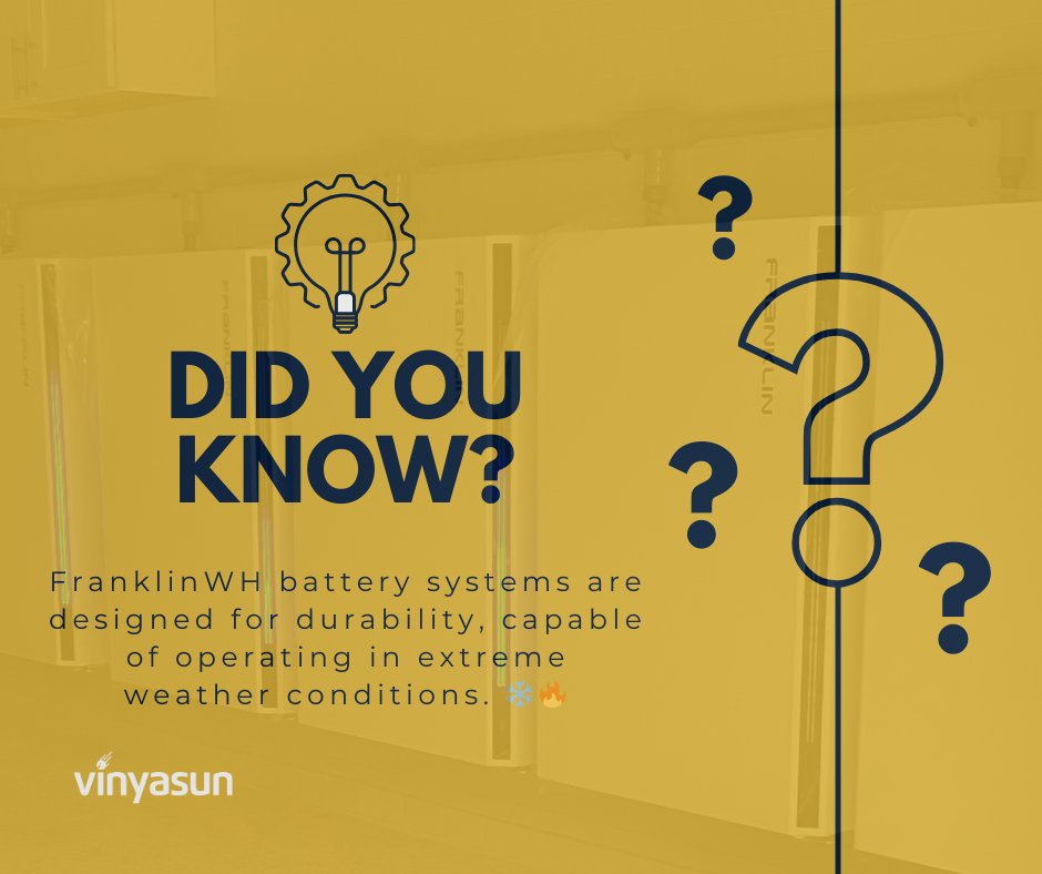 Vinyasun's tweet image. FranklinWH battery systems are designed for durability, capable of operating in extreme weather conditions. ❄️🔥

#FranklinWH #SolarDurability