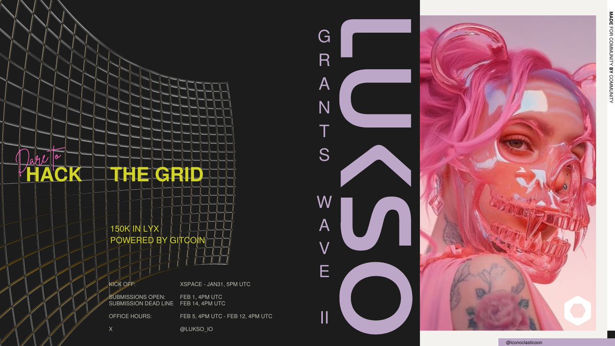 Rox .⌐◨-◨ (@iconoclasticoon) on Twitter photo #DareToHack
Web3 fam,
#LUKSO is dropping some serious knowledge with "Hack The Grid," a #grants program that's gonna level up your digital identity. They're throwing $150,000 in #LYX to anyone who can build killer #mini dApps that turn those #UniversalProfiles into interactive #DareToHack
Web3 fam,
#LUKSO is dropping some serious knowledge with "Hack The Grid," a #grants program that's gonna level up your digital identity. They're throwing $150,000 in #LYX to anyone who can build killer #mini dApps that turn those #UniversalProfiles into interactive