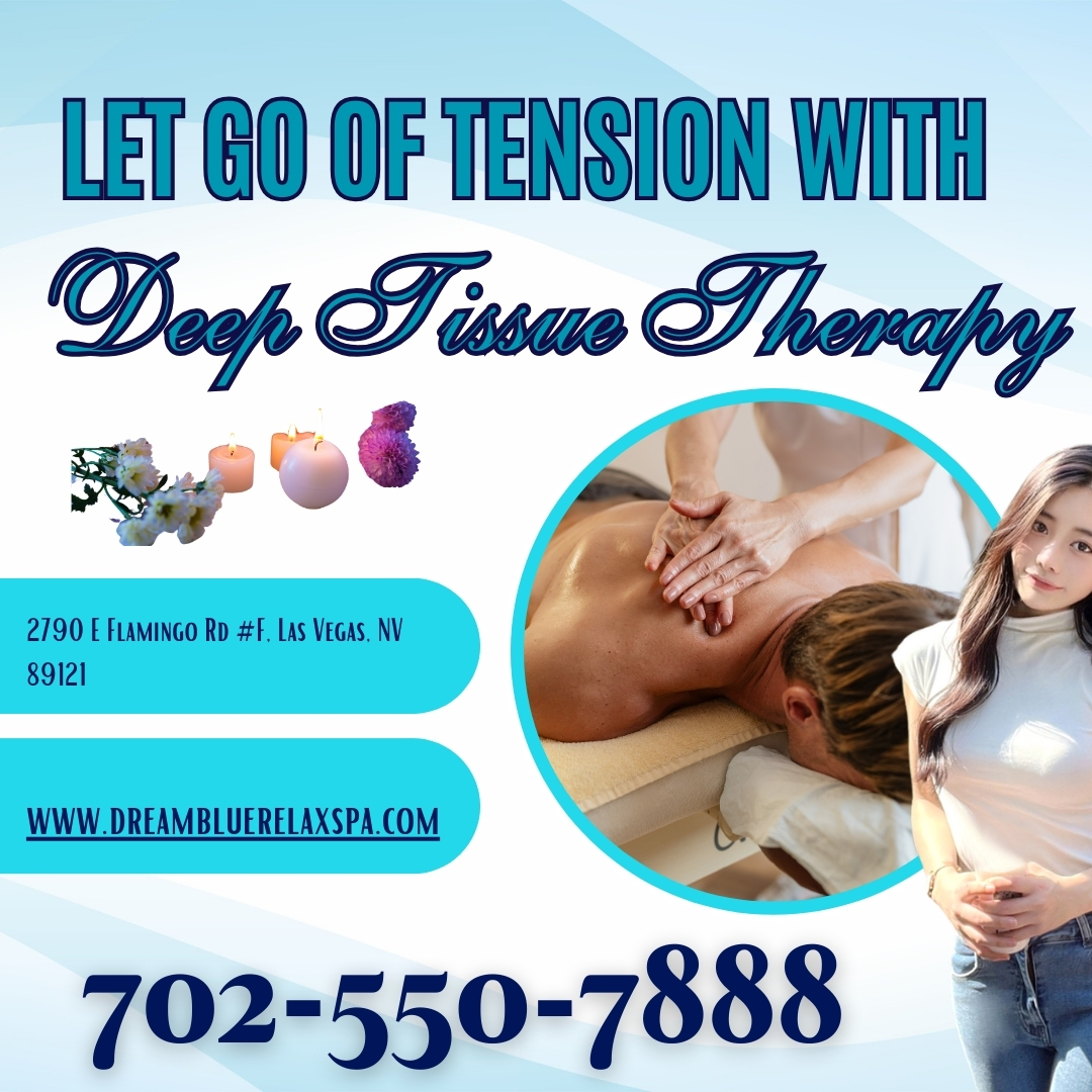 DreamBlueRelax's tweet image. 💖 Target chronic pain and muscle tension with deep tissue therapy tailored for lasting relief. Visit Dream Blue Relax Spa, 2790 E Flamingo Rd #F, Las Vegas, NV 89121. Call 702-550-7888 🌿 #DeepTissueTherapy #PainRelief #DaySpa, #Spa, #SpaTherapist, #BodySpaInLasVegas