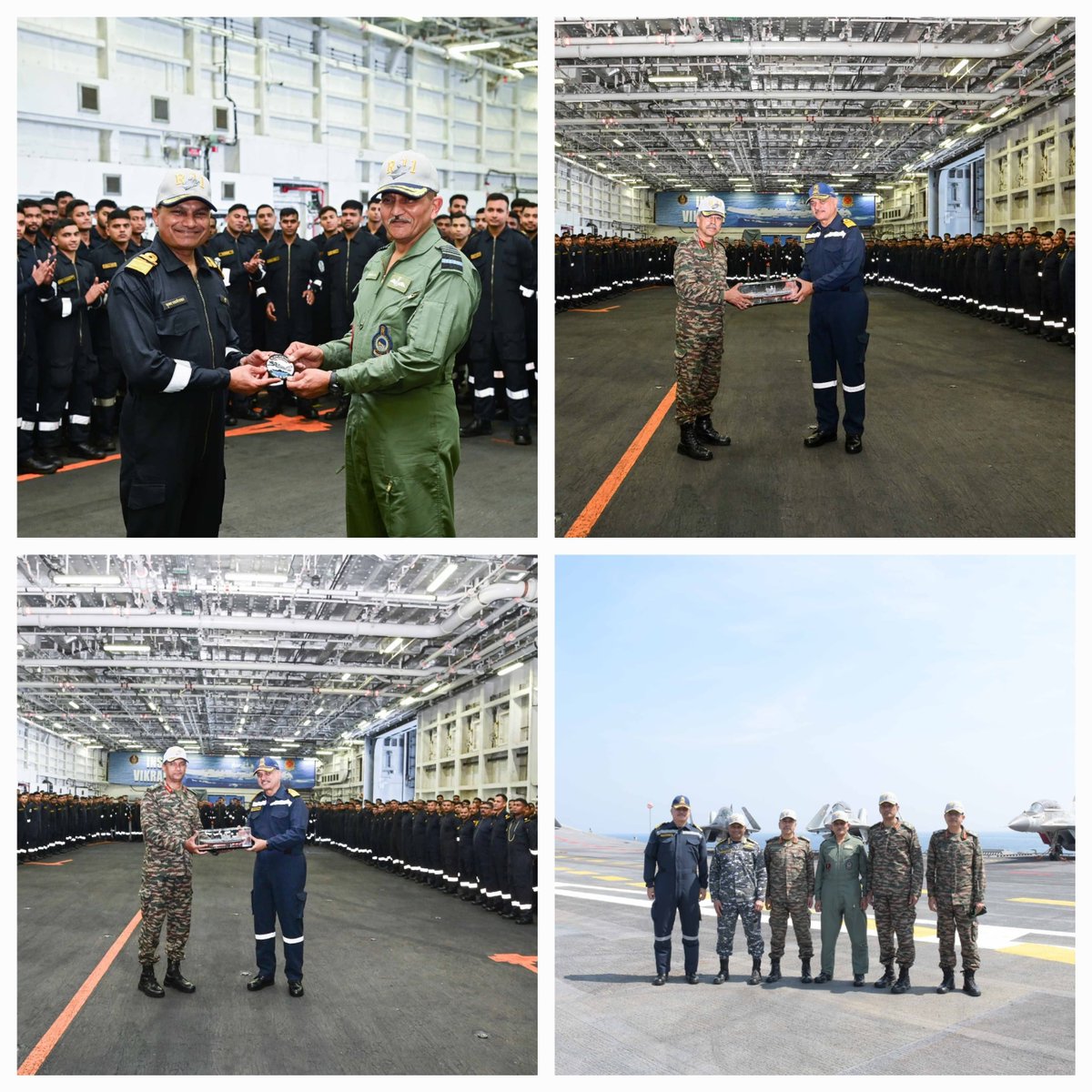 indiannavy's tweet photo. In the true spirit of #Jointmanship, the VCAS embarked #INSVikrant in a Mig 29K trainer. The overnight sea sortie of the senior officers is part of #TROPEX and #AMPHEX where joint operations between #IndianNavy, #IndianArmy and #IndianAirForce would be conducted.
@IN_WNC @IN_HQENC
@IndiannavyMedia