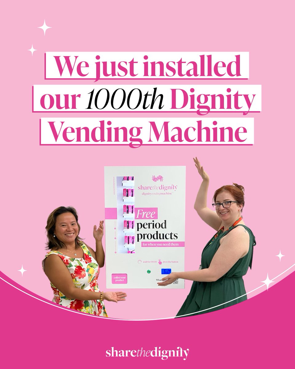 We have officially installed 1,000 Dignity Vending Machines across Australia! 🎉

Our Dignity Vending Machines provide free access to period products, discreetly and with dignity, and were created because of the heartbreaking reality of period poverty in Australia.