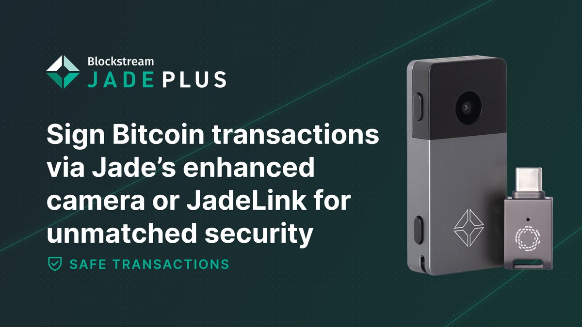 With JadeLink, the new @Blockstream Jade Plus hardware wallet offers  multiple secure options for air-gapped transaction signing. 📷🔌