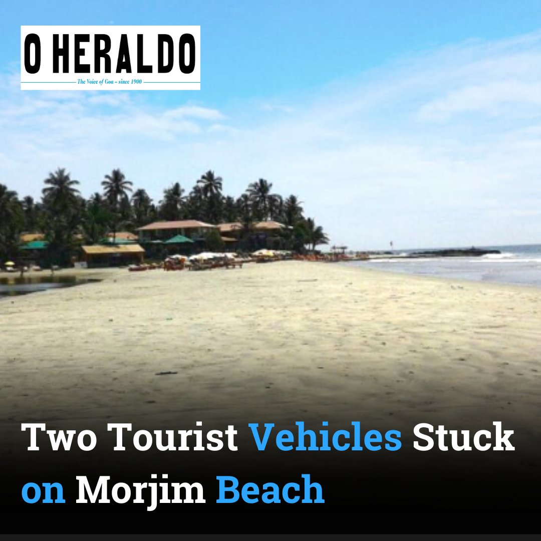 oheraldogoa's tweet image. At Morjim Vithaldas Wada, a tourist vehicle got stuck in the sand while driving along the shore. Another vehicle arrived to assist but also got stuck. Authorities urge visitors to avoid driving on the beach.
#morjimbeach #touristvehicle #stuckonshore #NewsUpdate