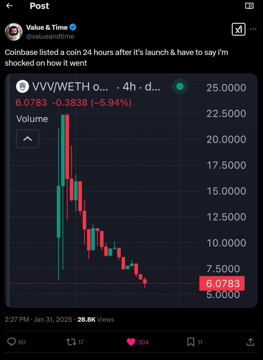 yourfriendSOMMI's tweet photo. ❤️💛💚💙

Dear Coinbase (@Coinbase),

We've noticed that your token listing launches are becoming Exit Liquidity signals and your customers are getting rinsed by buying the coins.

Please consider listing PulseChain $PLS next, to give your customers an advantage.

PulseChain has these advantages for you:

✅ 250,000 strong people (and growing)
✅ 2 conferences per year (Hosted By Community)
✅ 170+ content creators
✅ 70 streamers
✅ Survived HEX -99% down, strong belief

Please show your customers some respect and list PulseChain, $PLS, instead of continuing the cycle of Exchange-Listing Dump violations like we just saw with VVV.

💟 See my attached pic for PulseChain Price Chart being Low and available for Coinbase Customers to buy and actually make a profit.

PulseChain Community continue to support Coinbase against the SEC.

🍴 Either Coinbase or Binance are going to list us first, so you should get ahead of the competition.

(P.S. Do not tell us that you care about Token Supply distribution, because we all know Trump owns 90% of his coins and you listed TRUMP within 12 hours)

(P.S. You also list XRP, where Ripple owned 80% of tokens and have been dumping the whole time. PulseChain Origin Address has NEVER dumped $PLS or HEX or PLSX for that matter).

Sincerely,

PulseChain Community 
(Your Friend Sommi)