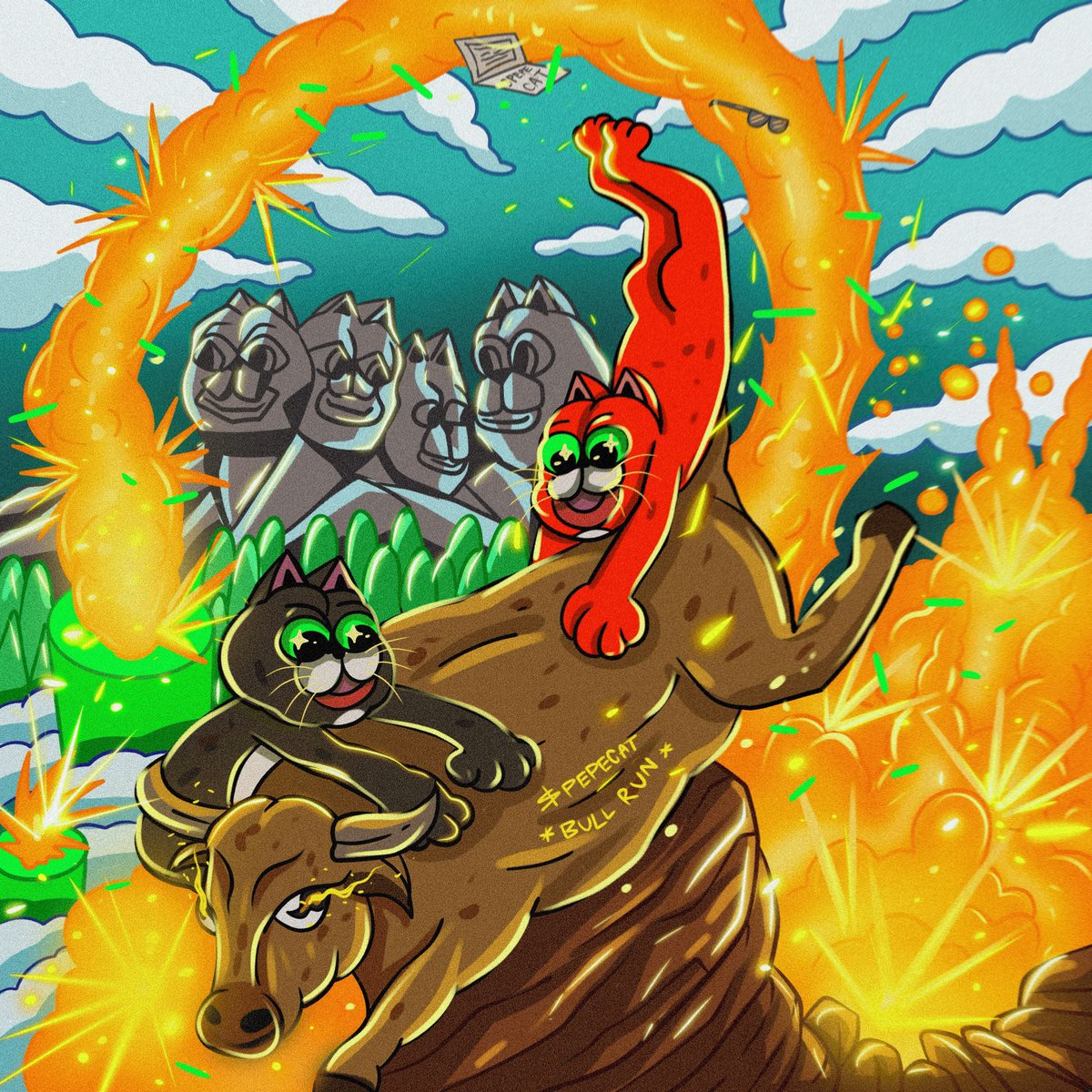 IngIng20801311's tweet photo. PEPECAT BULL RUN  💚 for the contest $PepeCat

Hope you love my art 💪❤️😍

 #PepeCat 
#MemeArt  #pepecatfun #contestart
@pepecattoken https://t.co/iX3Lxq2zNp