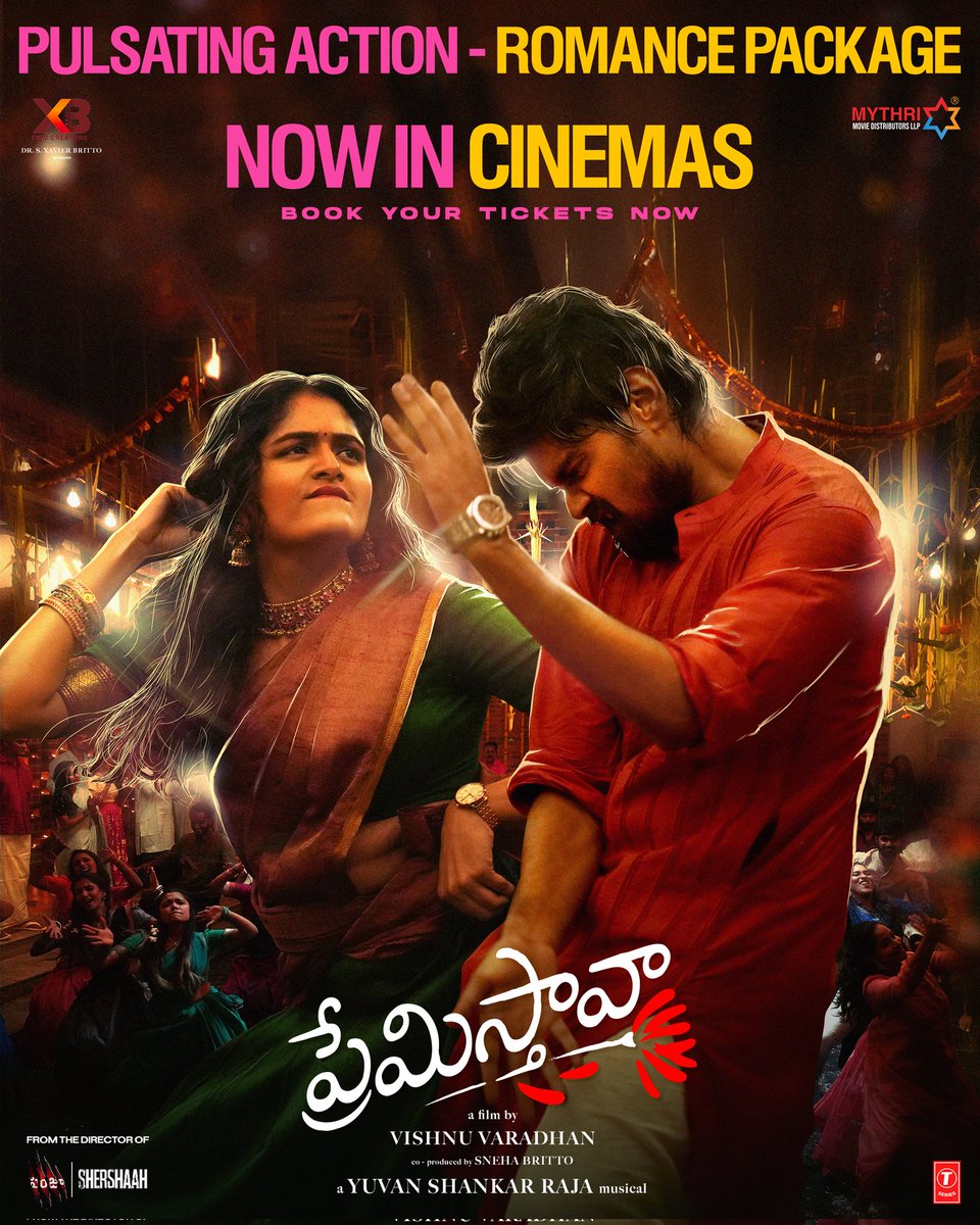 Mythri Movie Distributors LLP (@mythrirelease) on Twitter photo Don't miss this recent Tamil ROMANTIC ACTION BLOCKBUSTER - #Nesippaya is now in cinemas in Telugu states as #Premistava 💥💥
Book your tickets now!
linktr.ee/PremistavaTick…
Grand release in Telugu states by <a href="/MythriRelease/">Mythri Movie Distributors LLP</a>❤🔥
A <a href="/vishnu_dir/">vishnu varadhan</a> film – the director of #Panjaa & Don't miss this recent Tamil ROMANTIC ACTION BLOCKBUSTER - #Nesippaya is now in cinemas in Telugu states as #Premistava 💥💥
Book your tickets now!
linktr.ee/PremistavaTick…
Grand release in Telugu states by <a href="/MythriRelease/">Mythri Movie Distributors LLP</a>❤🔥
A <a href="/vishnu_dir/">vishnu varadhan</a> film – the director of #Panjaa &