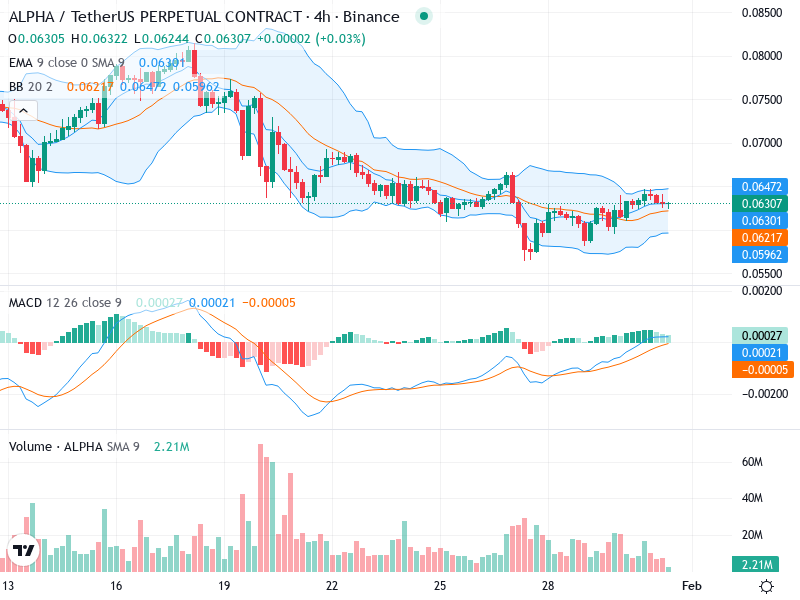 1/7 $ALPHA 🚀
Bullish reversal signals emerging, watch $0.0645 resistance 📈. MACD improving 💪. Long 70%. TP:0.068 (6%), SL:0.061 (2%). R/R:3:1

The primary trend appears to be in a consolidation phase after a downtrend, but don't worry, this could be a great opportunity for a