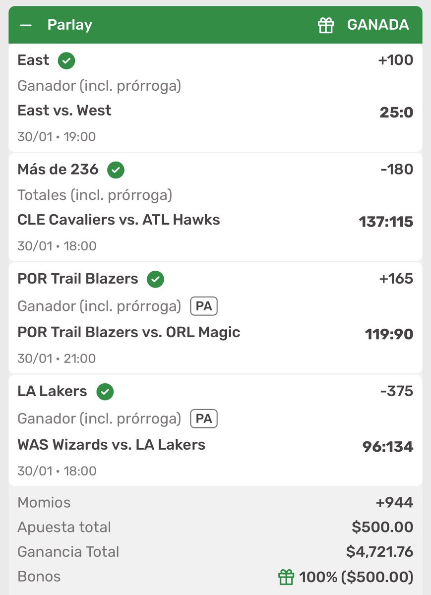 picks_koalateam's tweet photo. $3000 entre los RT Y ❤️ POR QUÉ GANAMOS ABSOLUTAMENTE TODO

4 PUTOS PARLEYS EN UN DÍA , LA AUTÉNTICA LOCURA , NO ME LA PUEDO CREER 
 
-PARLEY +944 ✅
- PARLEY +314 ✅
-PARLEY +278 ✅
-PARLEY +427 ✅ https://t.co/ihcGhW9qfk