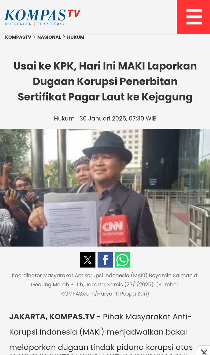 agussuny's tweet photo. Saya kok meragukan MAKI ini ikut² dlm kasus pagar laut ya...
Ini gerombolan kyk nya bikinan jokowi utk meredam kasus² korupsi. Ga ada prestasi yg sukses. https://t.co/lPWAF2IIoQ