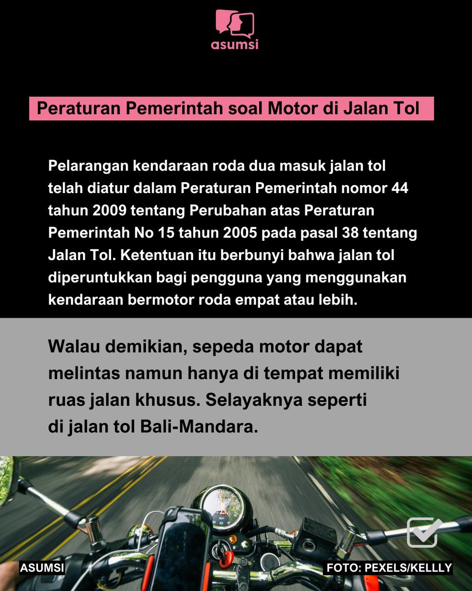 asumsico's tweet photo. Menurutnya, jika hal itu diterapkan, dapat menambah pendapatan negara dari sektor pendapatan negara bukan pajak (PNBP). Warga Asumsi sepakat? π€
#Moge #MotorGede #DPR #DPRRI #JalanTol #Otomotif #Asumsico https://t.co/5aHc4dL8yO