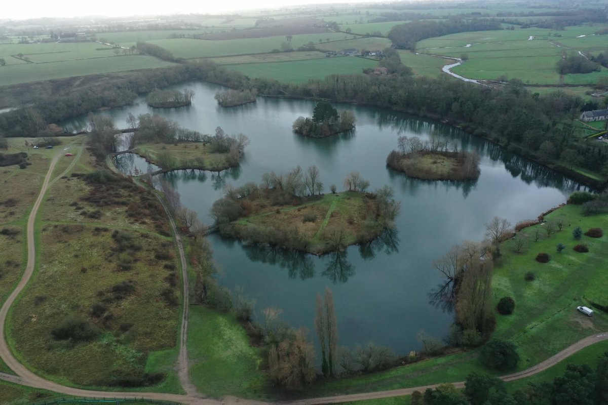 An Aerial view of Homersfield Lake, taken on the 2nd January 2025.