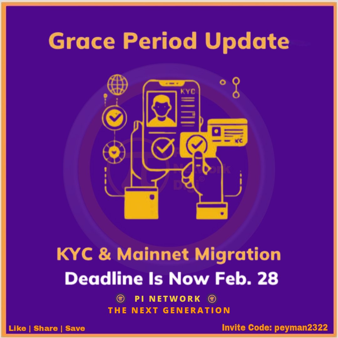 PiNetworkDigi's tweet image. ⚡Grace Period has Extended.
⚡Don't miss passing your KYC.
#PiNetwork #PiNetworkDigi #KYC #Crypto #PiNetwork2025 #PiNetworkPioneers