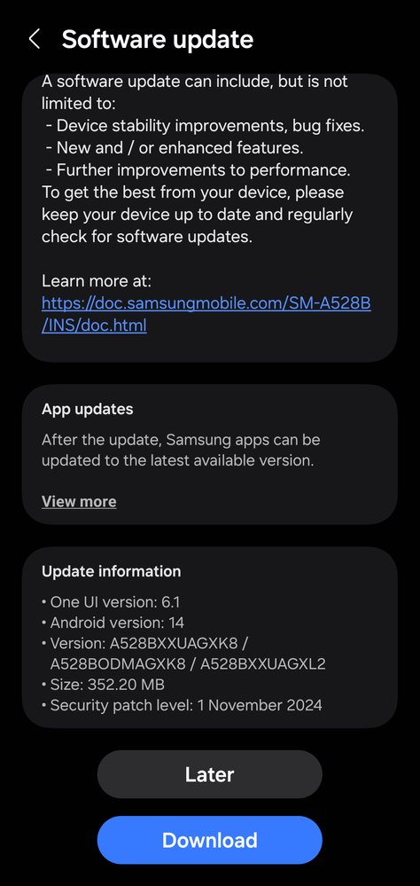 SamsungEcosystm's tweet image. Galaxy A52s
✨Second update with November 2024 patch
🌏India

#Samsung #GalaxyA52s
