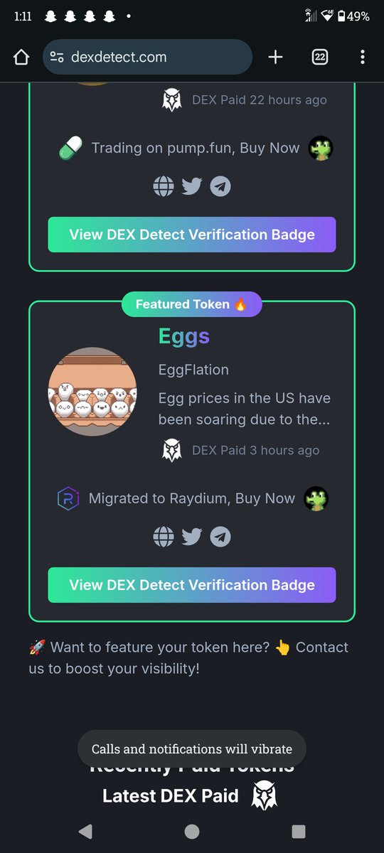 Featured token on dexcheck.com as well 

I WANT EVERYONE TO KNOW THAT EGGFLATION IS REAL
BUY YOUR OWN CHICKENS
RAISE YOUR OWN $EGGS