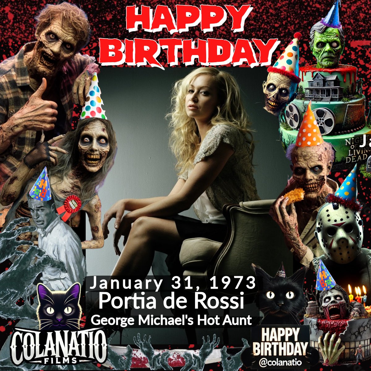 ColaNatioFilms's tweet photo. Happy Birthday Portia de Rossi!!! She appeared in 'Cursed,' 'Stigmata,' and 'Dead & Breakfast,' contributing to horror cinema in the late 1990s and early 2000s. #PortiadeRossi #ColaNatioFilms #ColaNatio https://t.co/l9KMjtVT6m