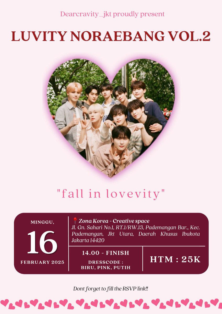 Dearcravity_jkt's tweet photo. 𝐋𝐮𝐯𝐢𝐭𝐲 𝐧𝐨𝐫𝐚𝐞𝐛𝐚𝐧𝐠 𝐯𝐨𝐥.𝟎𝟐

🌹𝐅𝐚𝐥𝐥 𝐢𝐧 𝐋𝐨𝐯𝐞𝐯𝐢𝐭𝐲🌹

Date &amp; place :
🗓 : Sunday, 16 Februari 2025
🕛 : 14.00 pm - End

📍 : Zona Korea -Creative Space Korean Zone - Mangga Dua Square

💸 25k
(Limit slot)

Cont- https://t.co/dJZBYekWuS