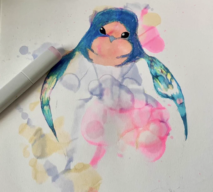 ツバメさん途中経過#コピック画 