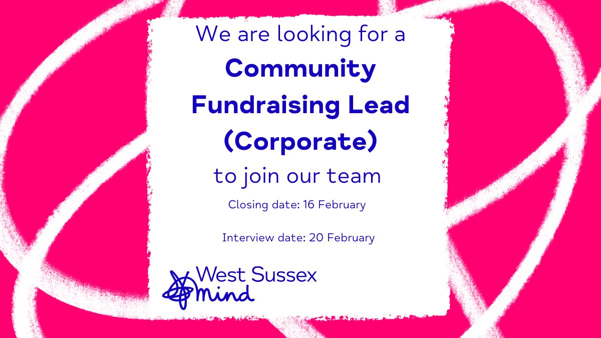 Are you an active and dynamic fundraiser who would like to make a difference to the community where they live? For more information, follow this link:⁠
westsussexmind.org/jobs/community…  ⁠
#mentalhealthjobs #wearehiring #westsussex #fundraising