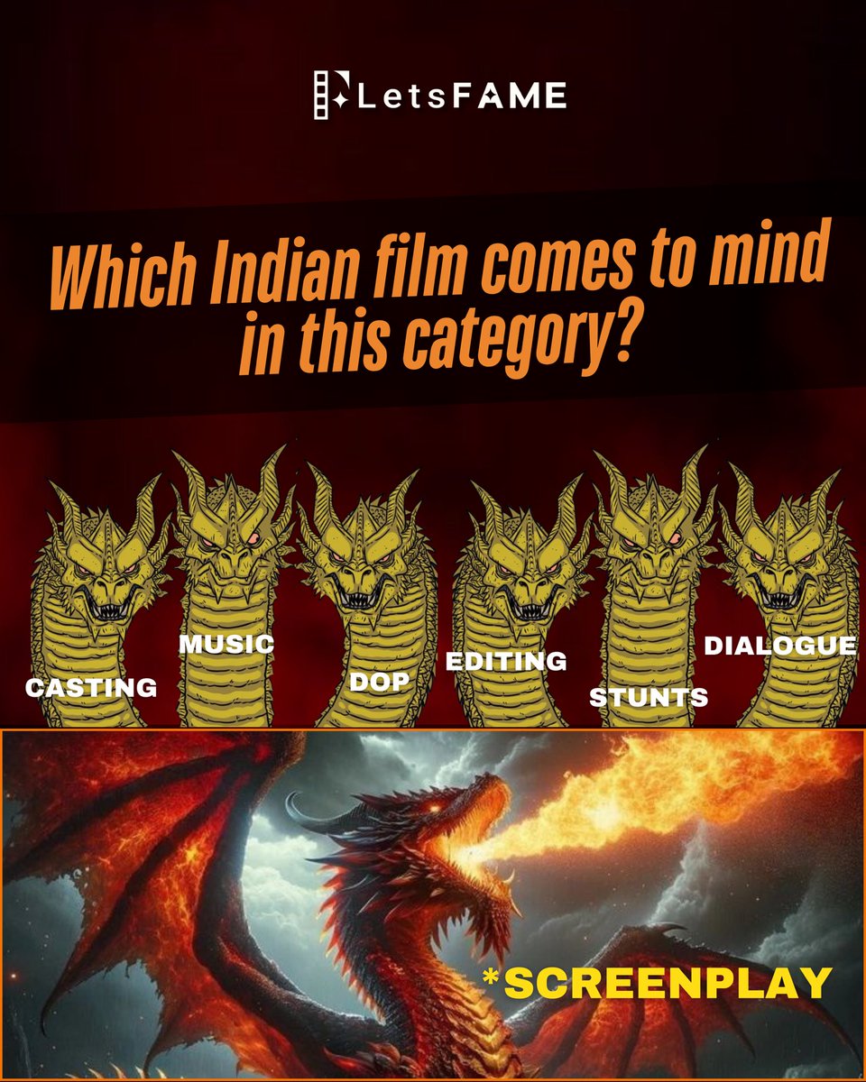 letsfameapp's tweet photo. Which Indian film comes to mind in this category? Comment below 👇🏻
#movies #film #BoxOffice #Trending #letsFAME #music #bgm #dop #editing #casting https://t.co/OXj3YyuMtm
