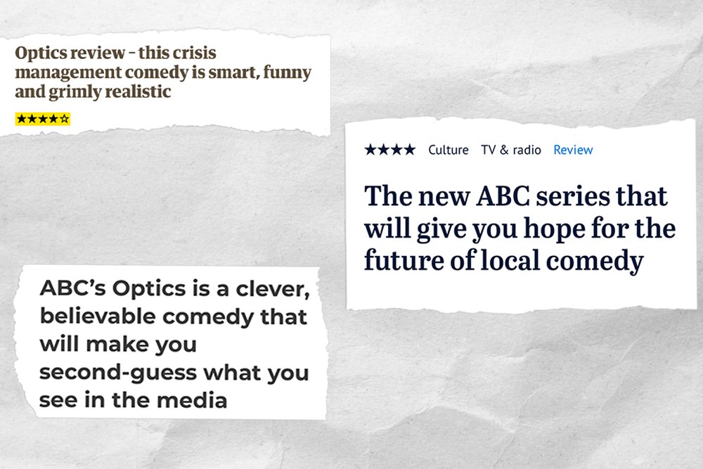 The reviews are in, people are liking our new show Optics, streaming now on ABC iview!