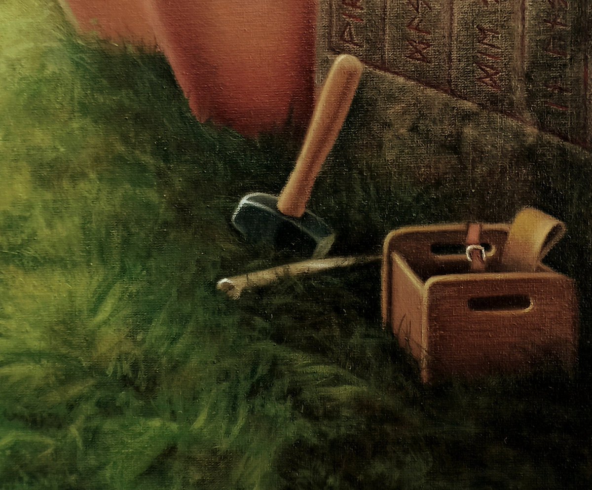 Saga (Ausschnitte), Öl auf Leinwand auf Holz, 60 x 80 cm 
#saga #germanen #germanentum #germanischegöttin #nordischegöttin #odin #runenstein #anniehunecke #heimat #heimatliebe #freiheit #tradition #patriotismus #klassischemalerei #malereimarcelheinze