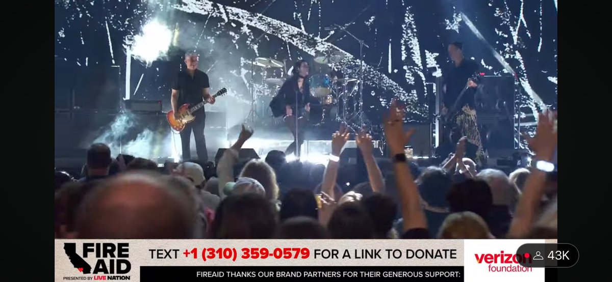 Dave, Pat and Krist Novoselic are playing <a href="/FireAidLA/">FireAidLA</a> right now with St Vincent and Kim Gordon providing vocals.