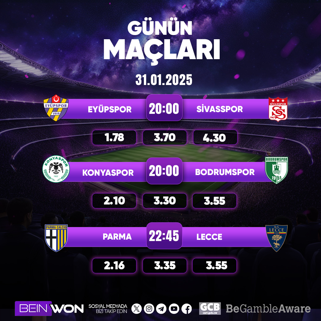 ⚽ BUGÜNÜN FAVORİ MAÇLARI BEINWON'DA!⚽

💎 Beinwon, dünyanın dört bir yanından en sevilen ligleri ve en çekişmeli karşılaşmaları sizlerle buluşturuyor.

❤️ GÜNCEL GİRİŞ (t2m.io/Beinwonguncelg…)

✅Güvenilir Ve Orijinal Lisans Güvencesi İle 20.000.000₺ Çekim Limiti !