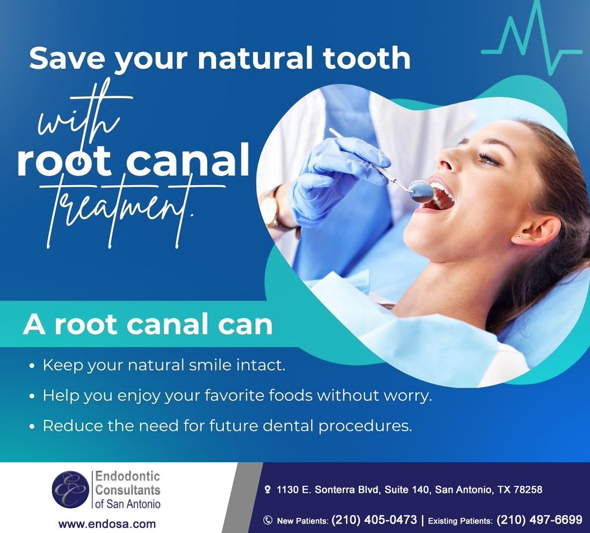 Nothing can compare to how your natural teeth look, feel, and function. When dental issues arise, consider root canal therapy to preserve your teeth. Call 210-497-6699 for details. #rootcanal #endodonticconsultantsofsanantonio #sanantonio #TX