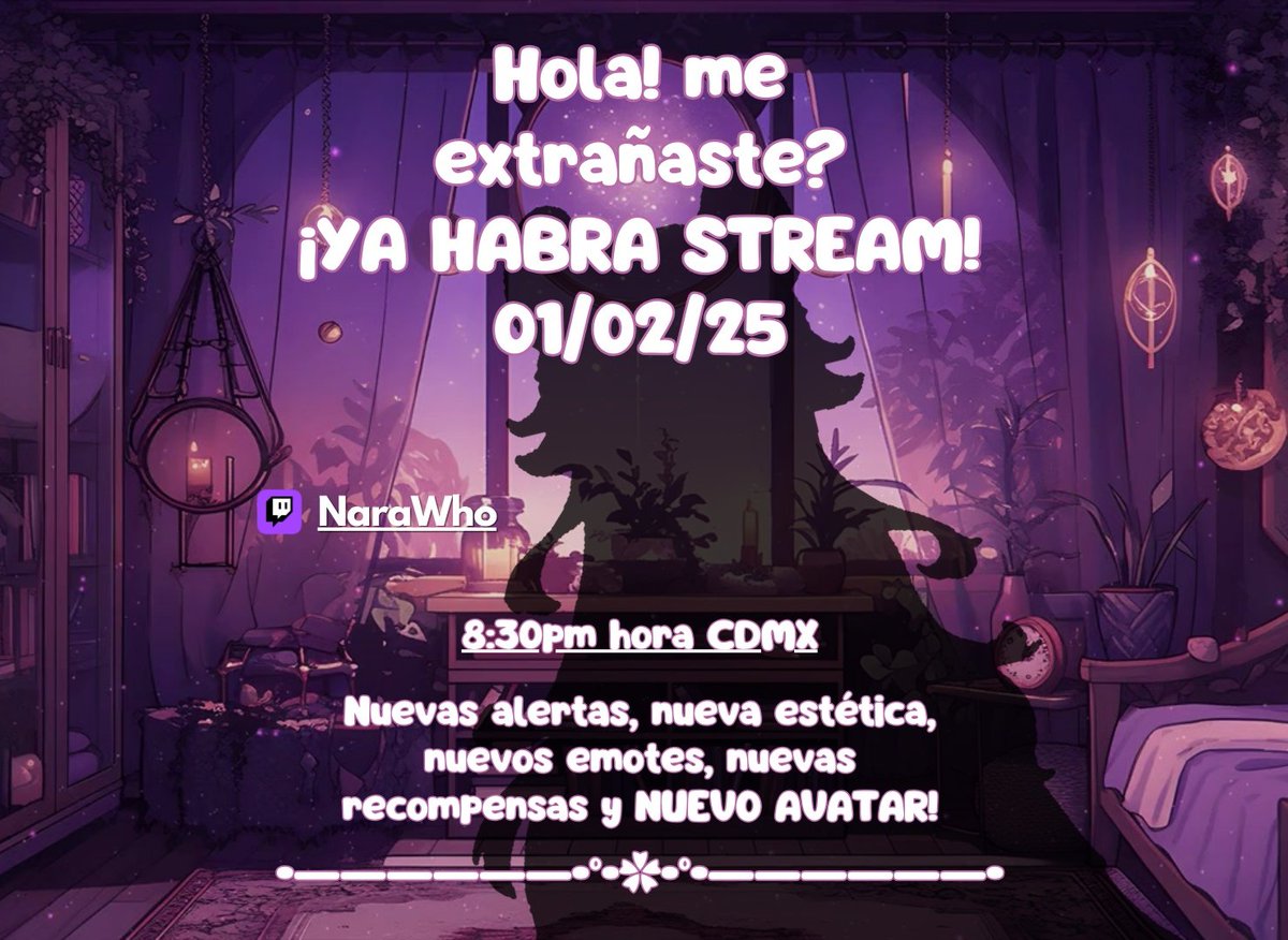ESTE SÁBADO REGRESO A #TWITCH! 🧡🐭
Estoy muy emocionada porque hay muchas cosas nuevas y se acercan cosas muy bonitas para los #streams, los quiero mucho y muchísimas gracias por acompañarme durante este año.

10/12/23 🧡🐭✨

#Twitch #NaraWho #Vtuber #Streamer