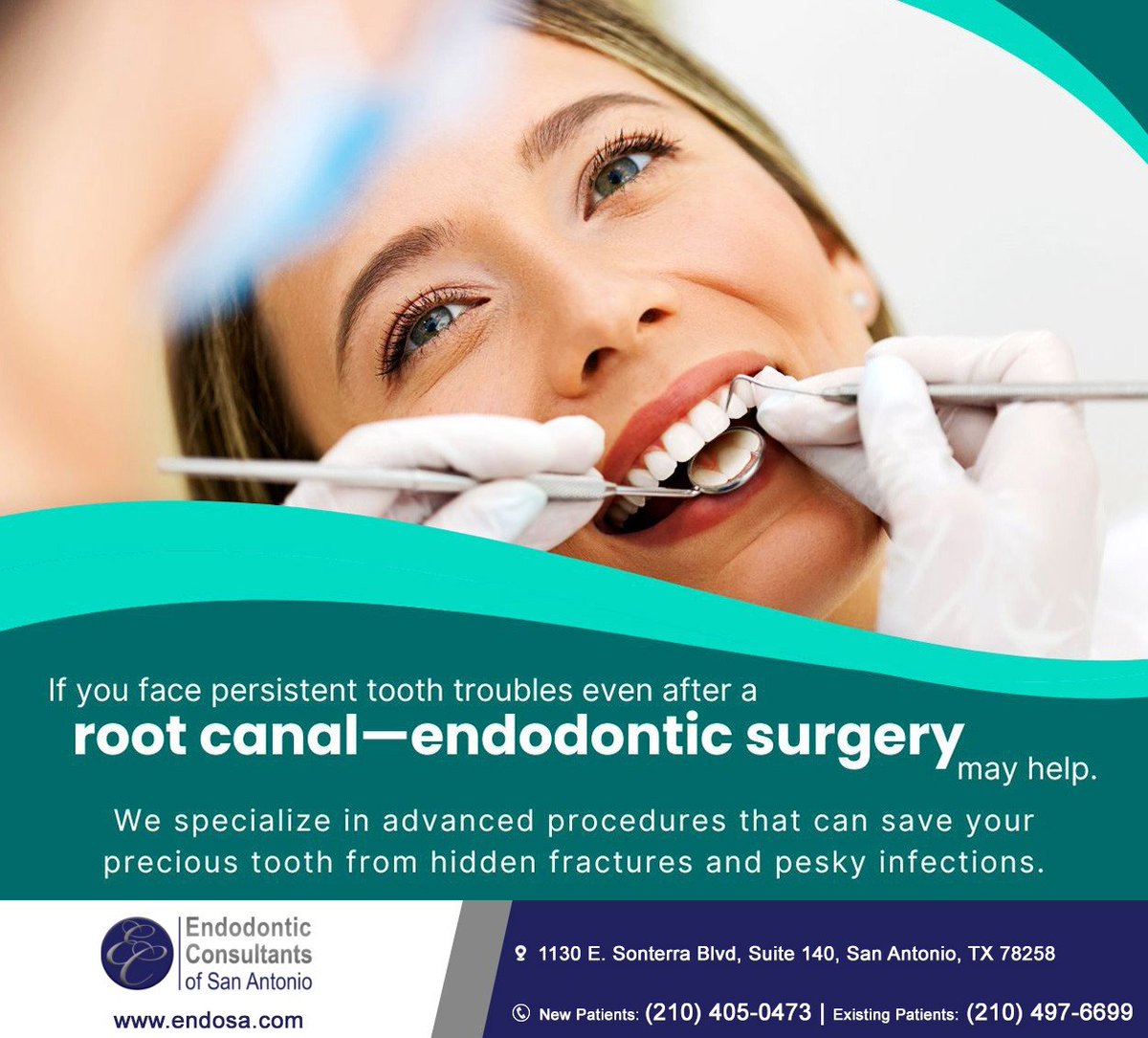 Learn the benefits of endodontic surgery that can help preserve your natural teeth. We use cutting-edge technology to address hidden issues and ensure a swift recovery. Call 210-497-6699 today. #endodonticsurgery #endodonticconsultantsofsanantonio #sanantonio #TX